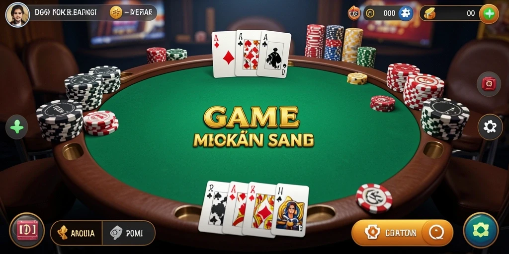 Tampilan layar gameplay poker yang menegangkan dan menarik.
