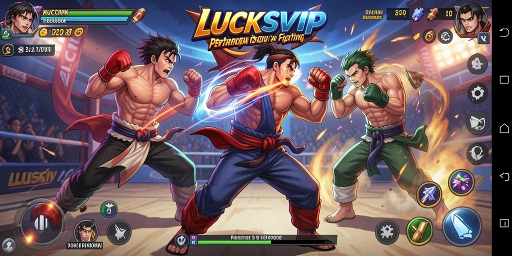 Tangkapan layar LUCKSVIP yang menunjukkan aksi pertarungan yang seru.