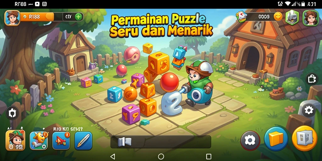 Screenshot gameplay RI188 yang menunjukkan tantangan Puzzle menarik.