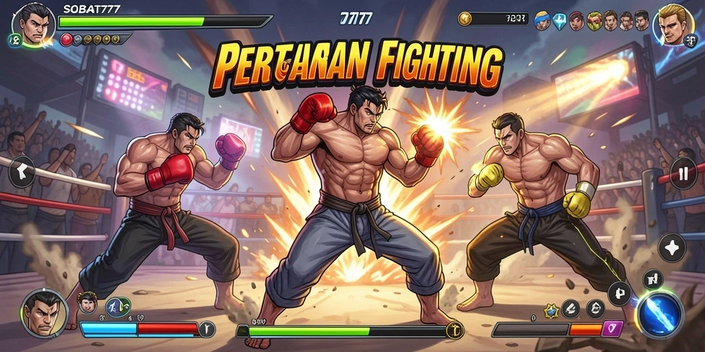 Tampilan gameplay Fighting yang menegangkan di SOBAT777.